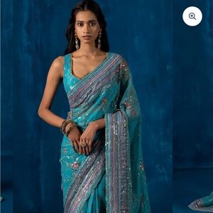 Elegant Teal Saree - Made In India